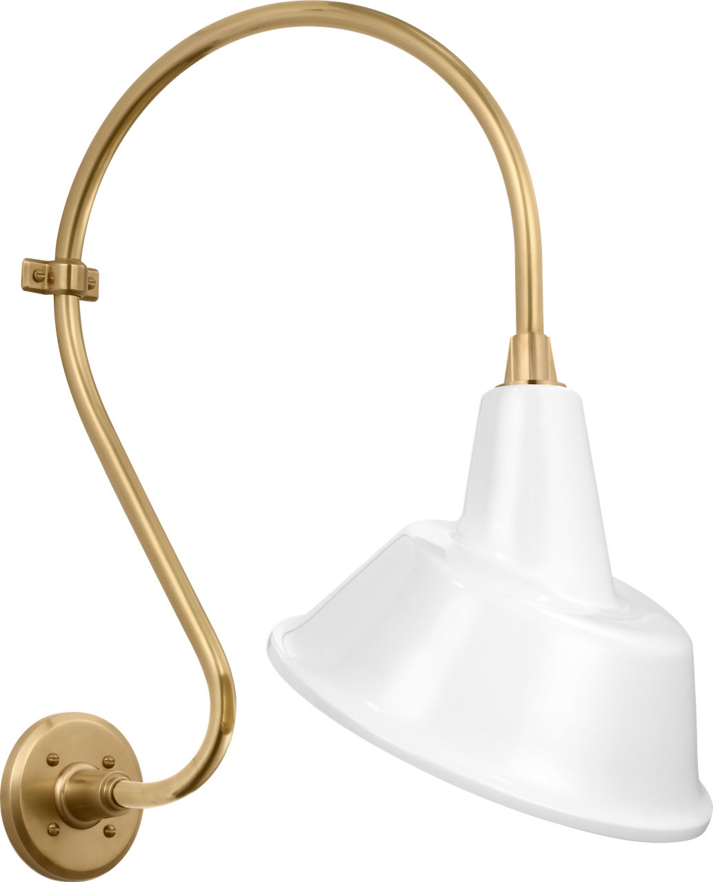 Academy 15" Larrabee Barn Light in Hand-Rubbed Antique Brass with 12.5" White Tilted Bowers Shade