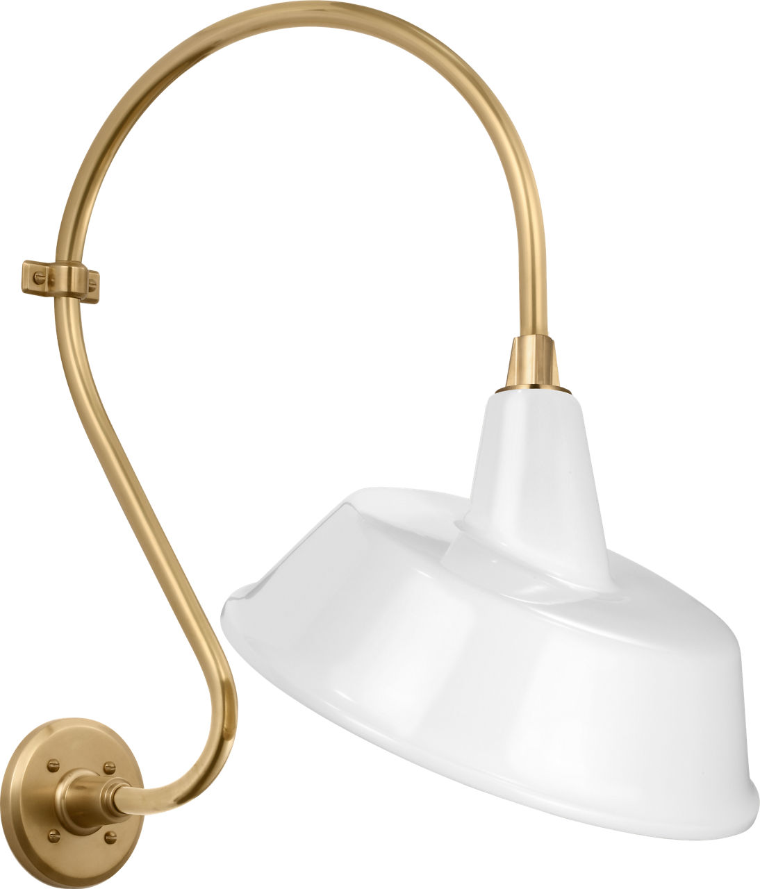 Academy 15" Larrabee Barn Light in Hand-Rubbed Antique Brass with 16" White Tilted Bowers Shade