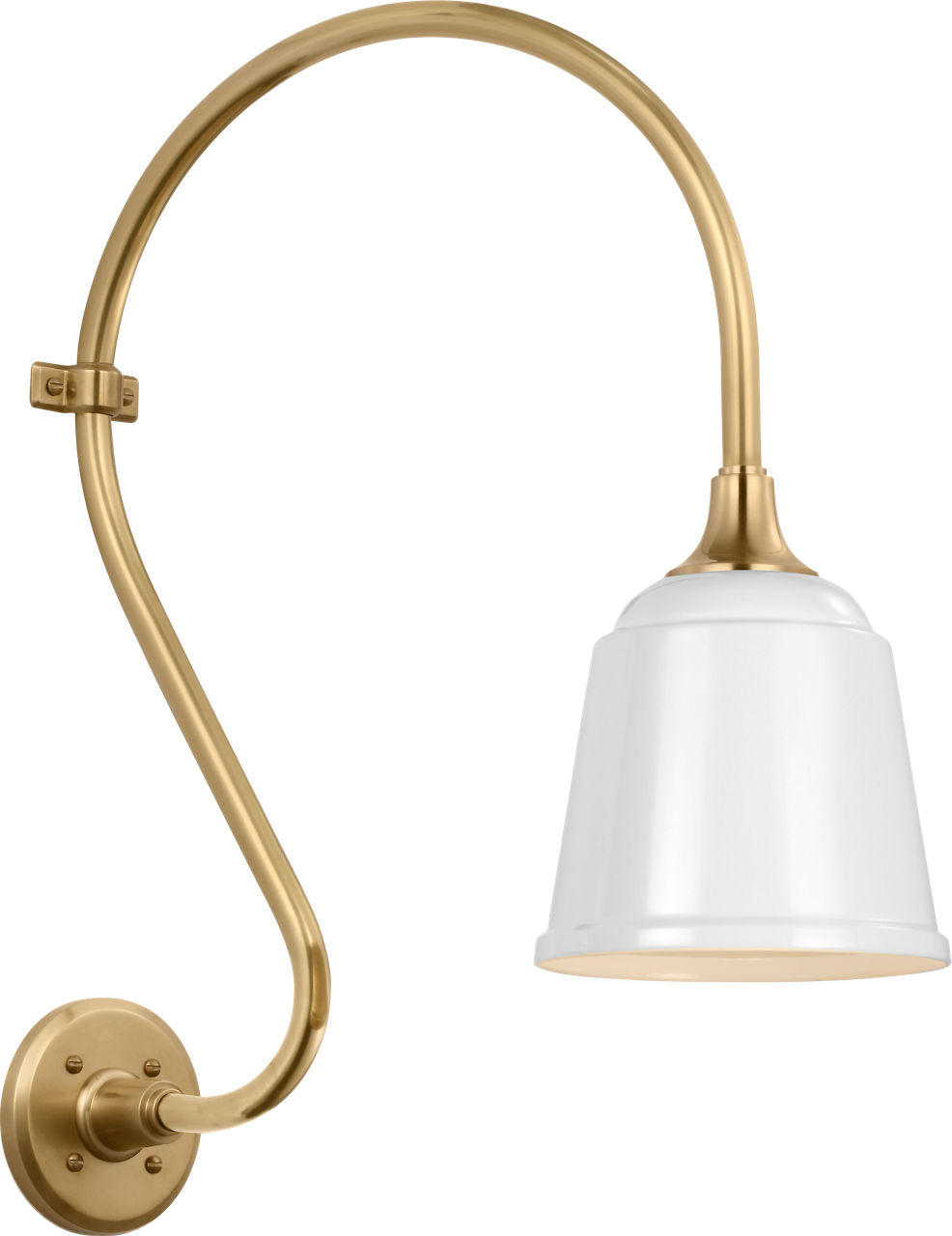 Academy 15" Larrabee Barn Light in Hand-Rubbed Antique Brass with 8" White Rockhouse Shade