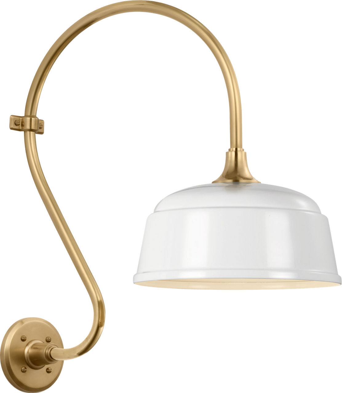 Academy 15" Larrabee Barn Light in Hand-Rubbed Antique Brass with 12.5" White Rockhouse Shade