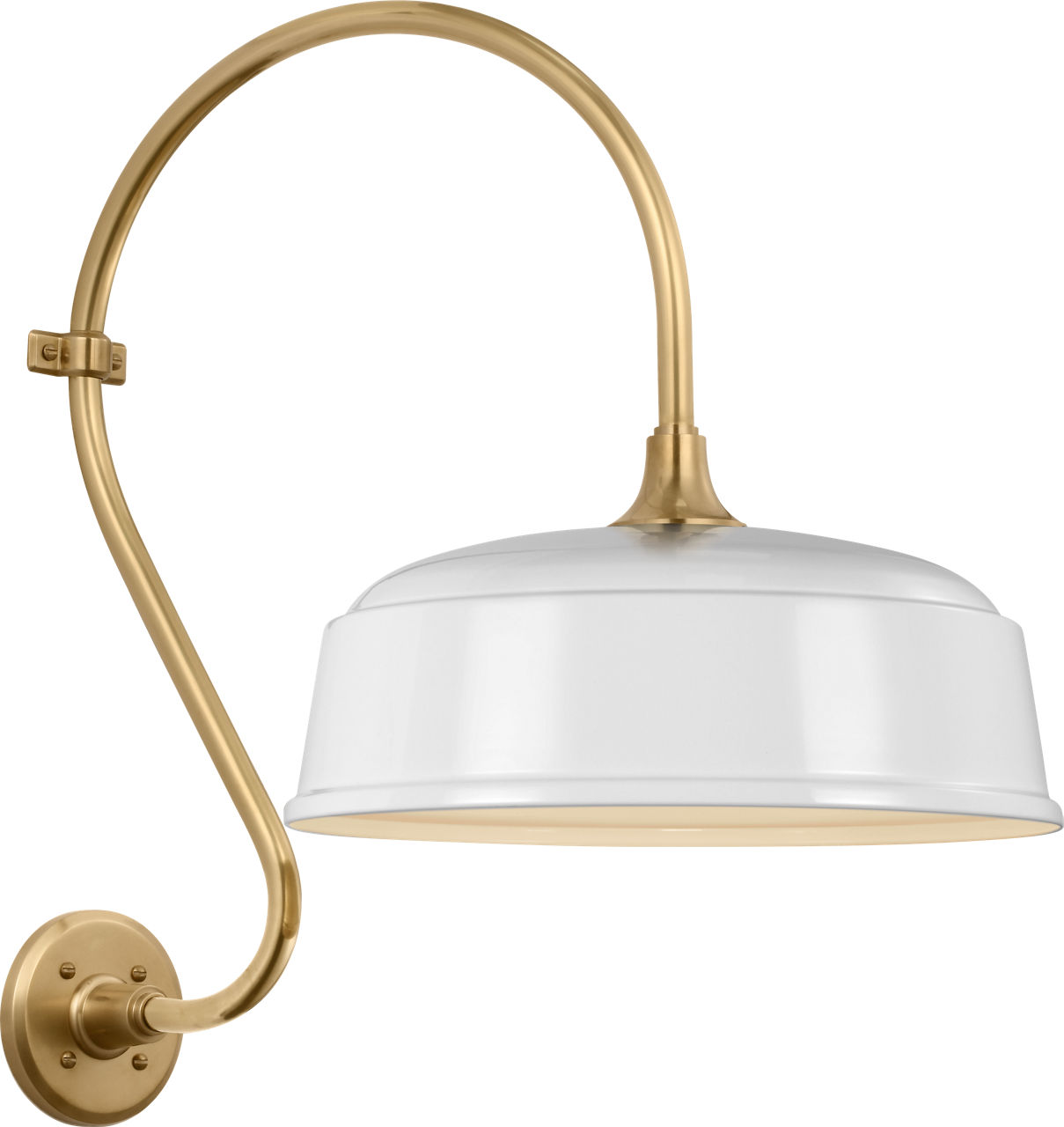 Academy 15" Larrabee Barn Light in Hand-Rubbed Antique Brass with 16" White Rockhouse Shade