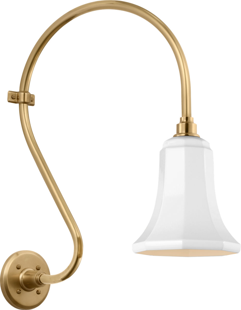 Academy 15" Larrabee Barn Light in Hand-Rubbed Antique Brass with 7.5" White Savannah Shade