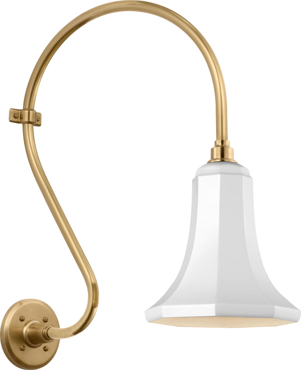 Academy 15" Larrabee Barn Light in Hand-Rubbed Antique Brass with 9.25" White Savannah Shade