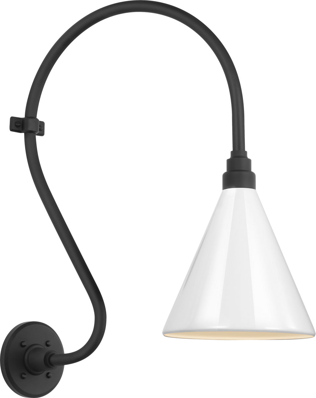 Academy 15" Larrabee Barn Light in Matte Black with 9" White Conical Savannah Shade