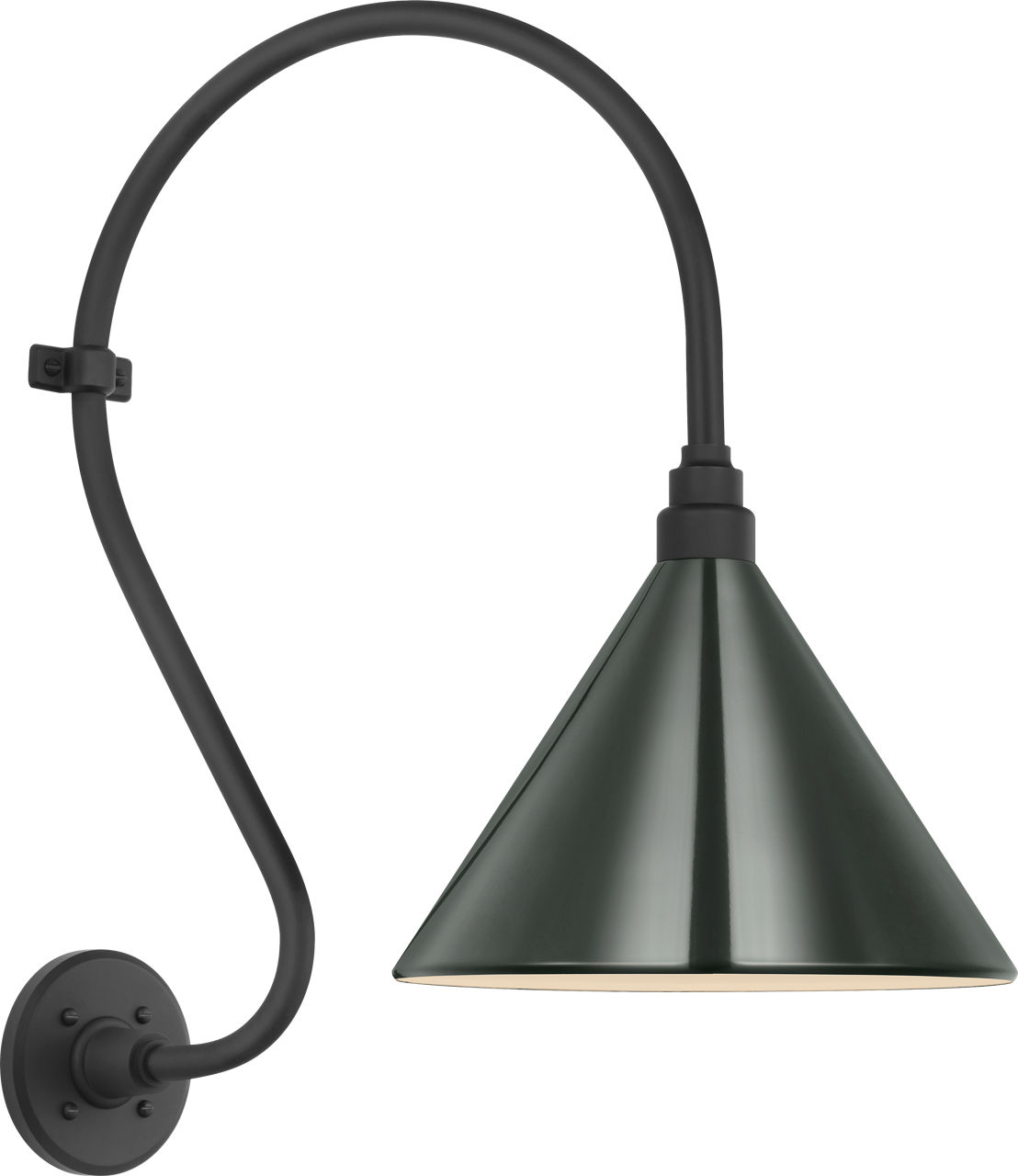 Academy 15" Larrabee Barn Light in Matte Black with 12.5" Green Conical Savannah Shade