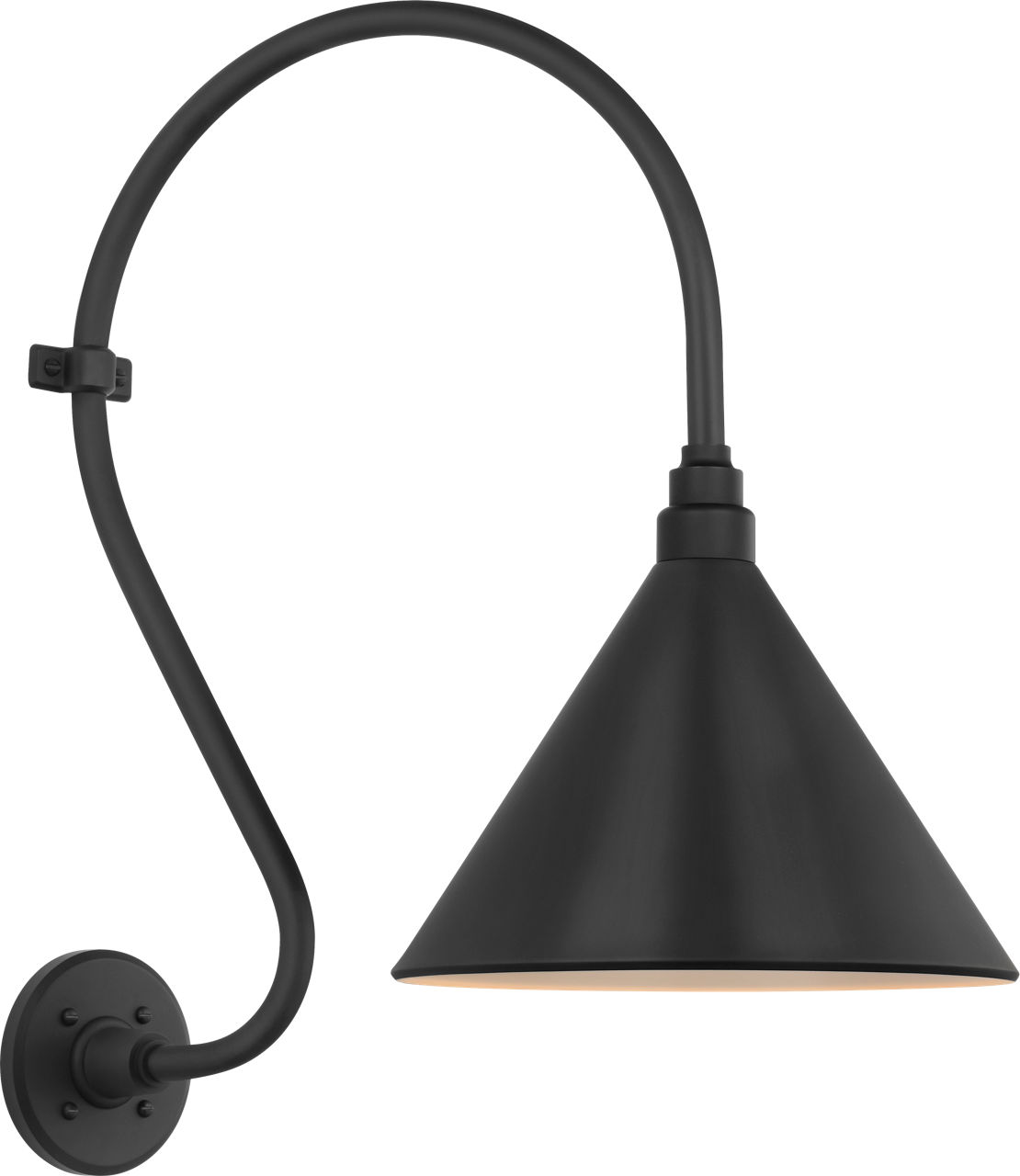 Academy 15" Larrabee Barn Light in Matte Black with 12.5" Conical Savannah Shade