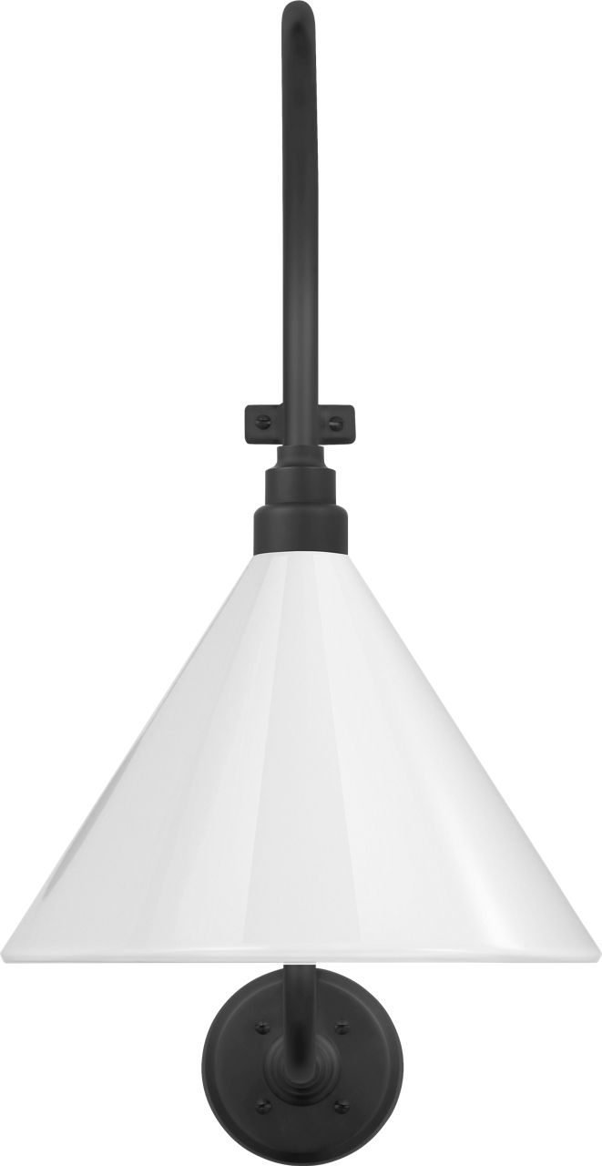 Academy 15" Larrabee Barn Light in Matte Black with 12.5" White Conical Savannah Shade
