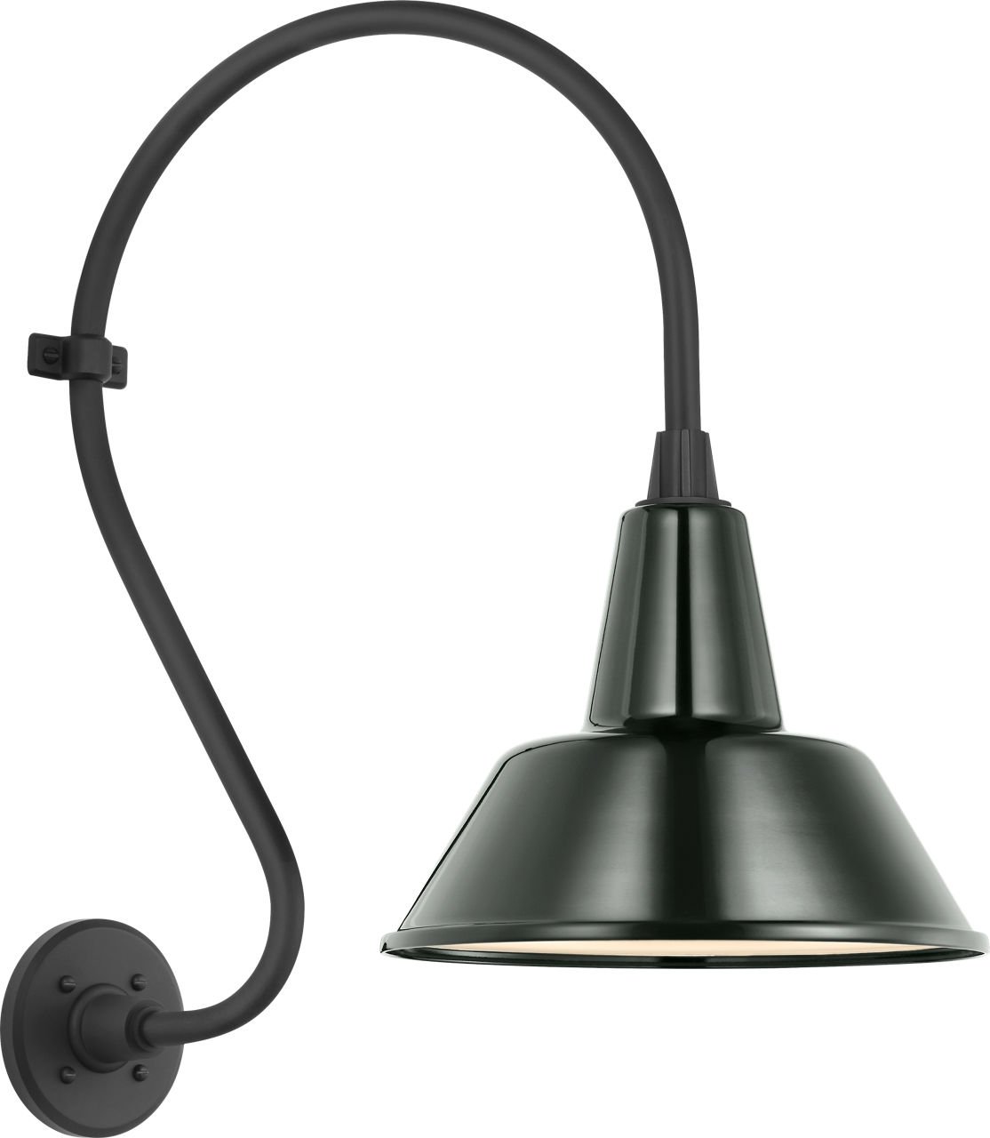 Academy 15" Larrabee Barn Light in Matte Black with 12.5" Green Bowers Shade