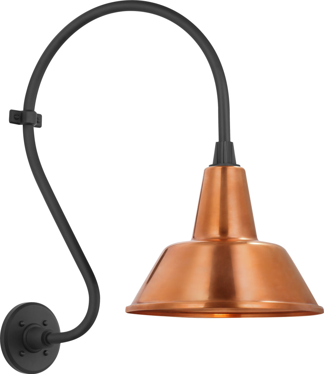 Academy 15" Larrabee Barn Light in Matte Black with 12.5" Soft Copper Bowers Shade