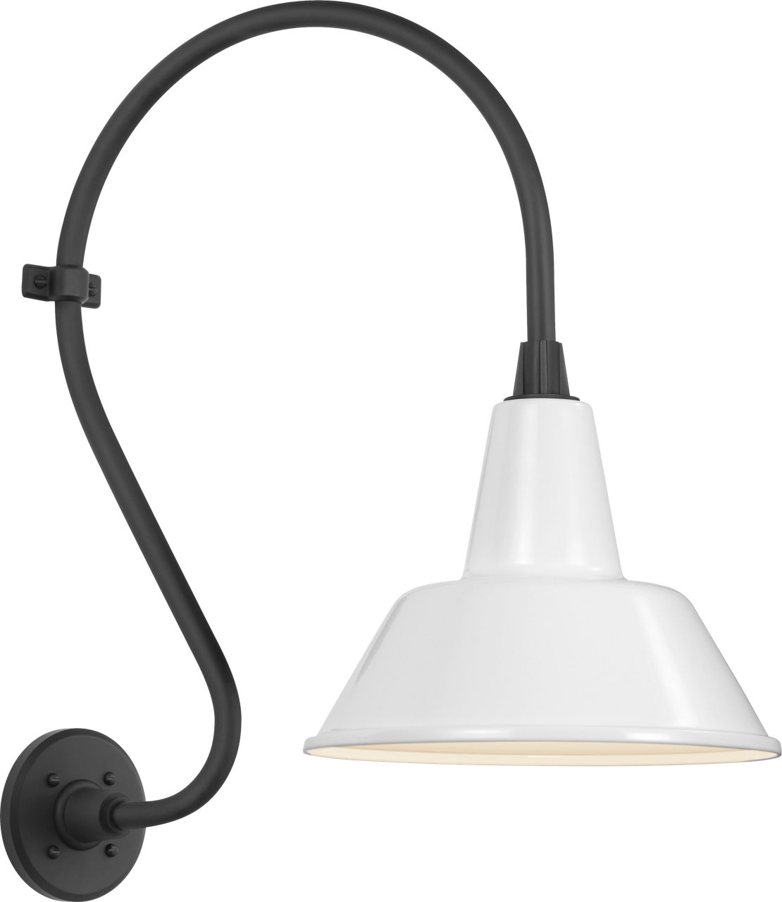 Academy 15" Larrabee Barn Light in Matte Black with 12.5" White Bowers Shade