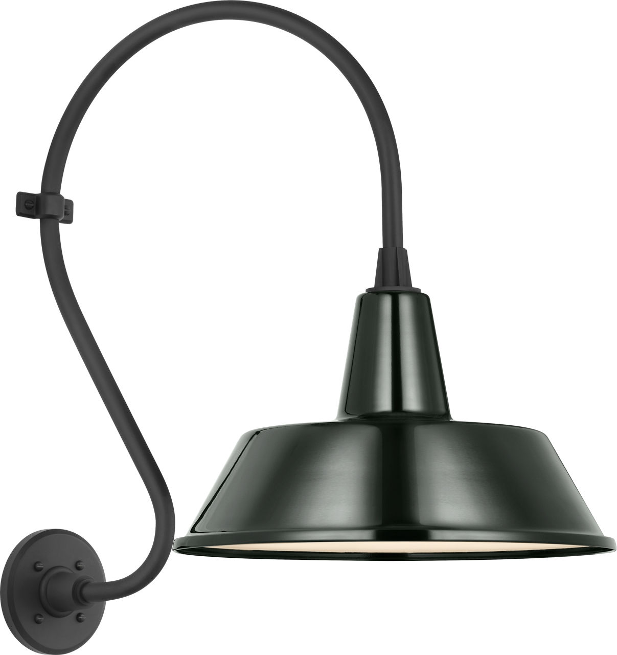 Academy 15" Larrabee Barn Light in Matte Black with 16" Green Bowers Shade