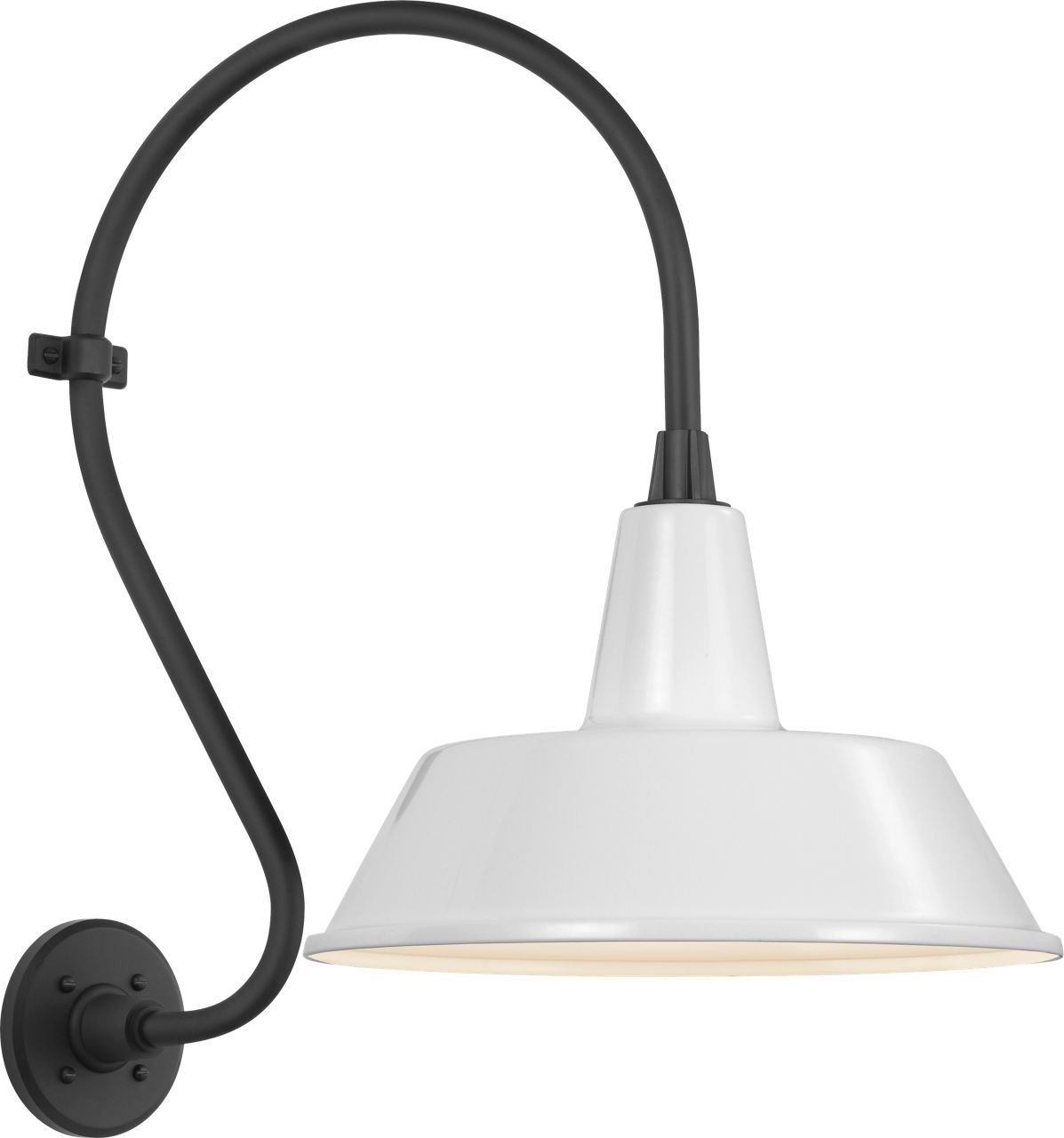 Academy 15" Larrabee Barn Light in Matte Black with 16" White Bowers Shade