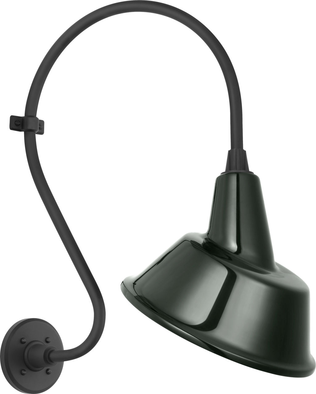 Academy 15" Larrabee Barn Light in Matte Black with 12.5" Green Tilted Bowers Shade