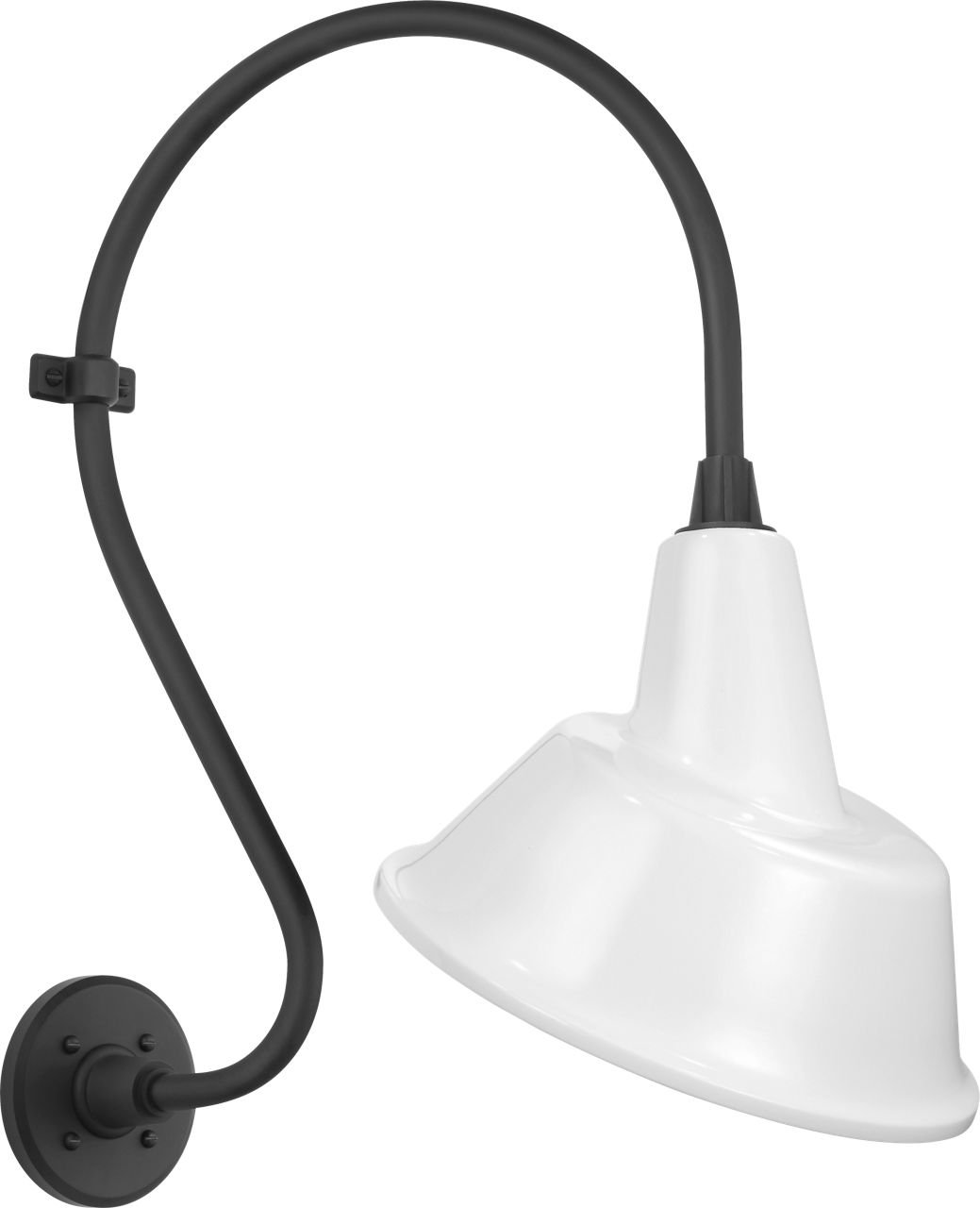 Academy 15" Larrabee Barn Light in Matte Black with 12.5" White Tilted Bowers Shade