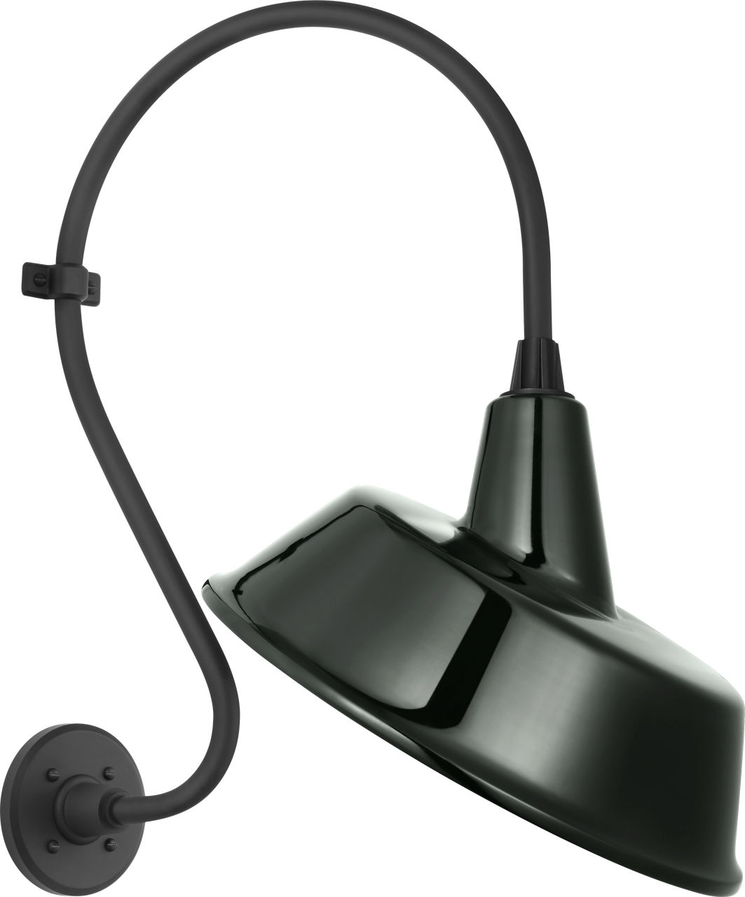 Academy 15" Larrabee Barn Light in Matte Black with 16" Green Tilted Bowers Shade