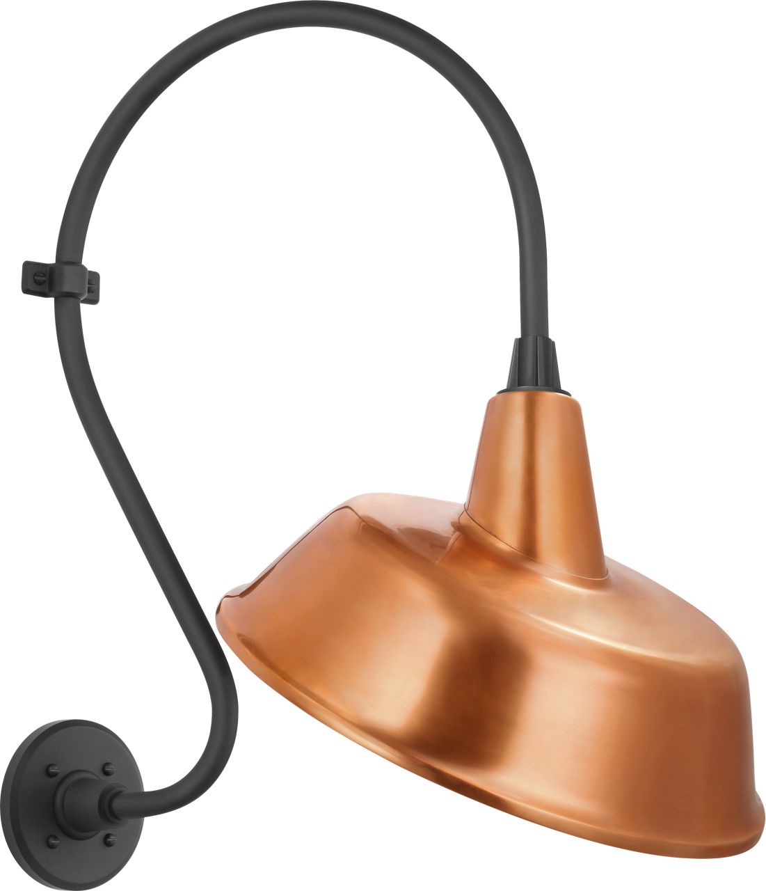 Academy 15" Larrabee Barn Light in Matte Black with 16" Soft Copper Tilted Bowers Shade