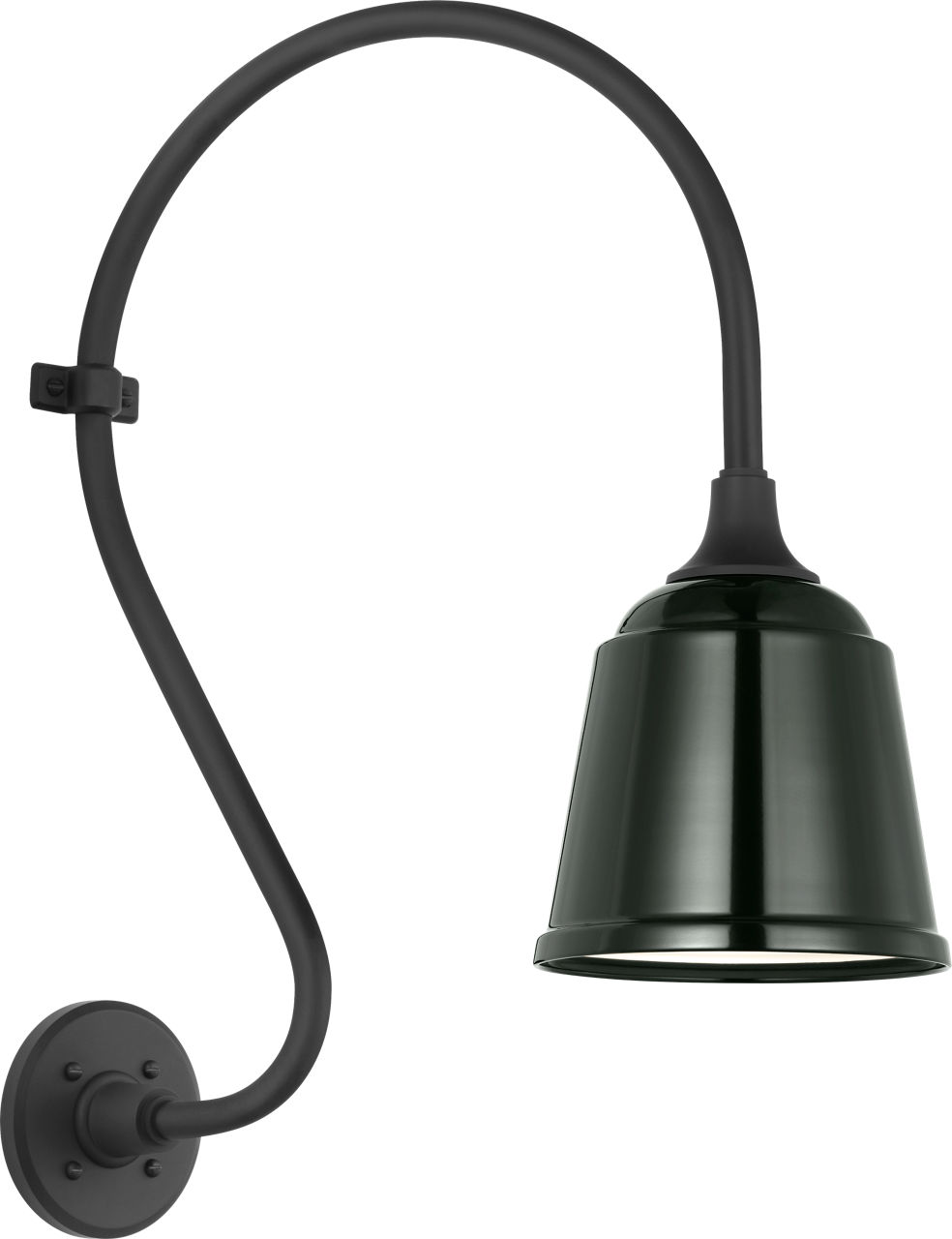 Academy 15" Larrabee Barn Light in Matte Black with 8" Green Rockhouse Shade