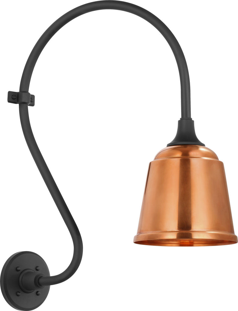 Academy 15" Larrabee Barn Light in Matte Black with 8" Soft Copper Rockhouse Shade