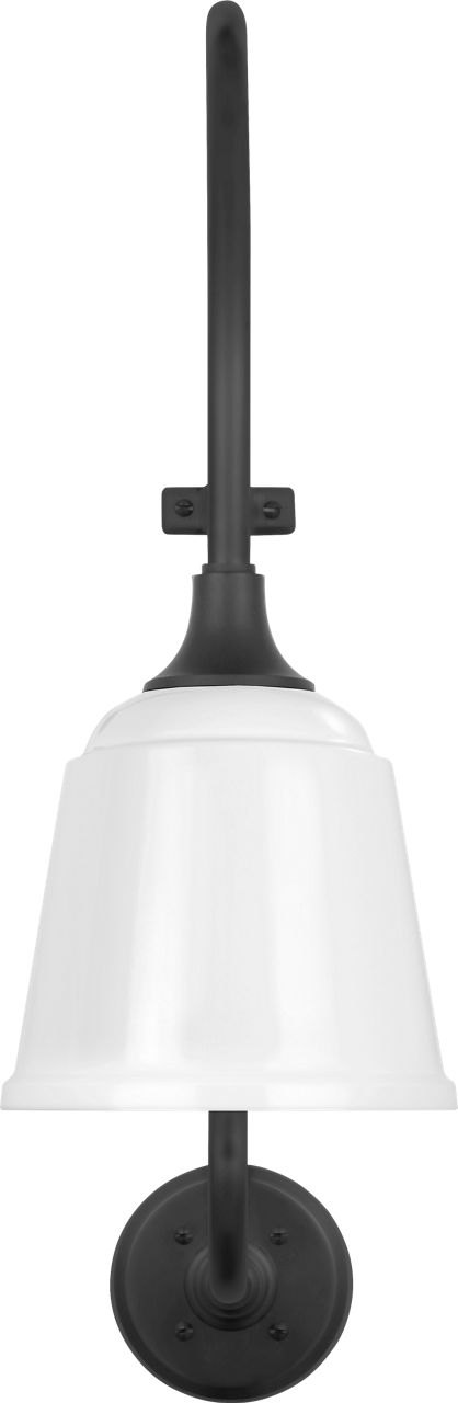 Academy 15" Larrabee Barn Light in Matte Black with 8" White Rockhouse Shade