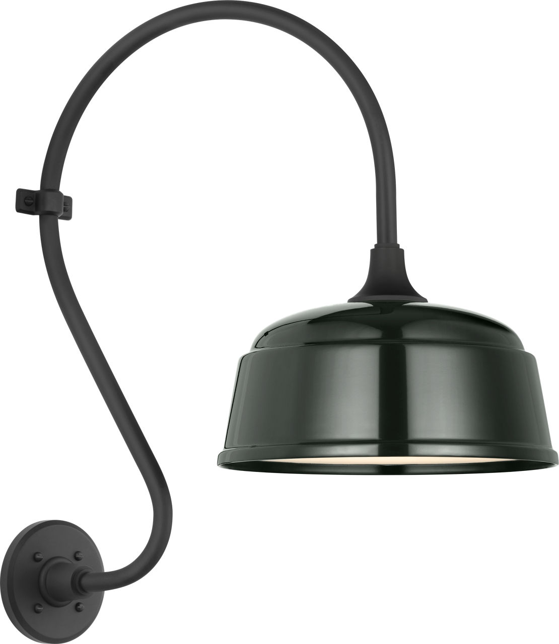 Academy 15" Larrabee Barn Light in Matte Black with 12.5" Green Rockhouse Shade