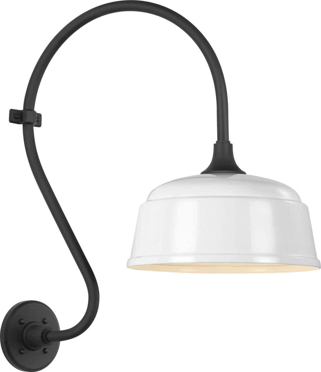 Academy 15" Larrabee Barn Light in Matte Black with 12.5" White Rockhouse Shade