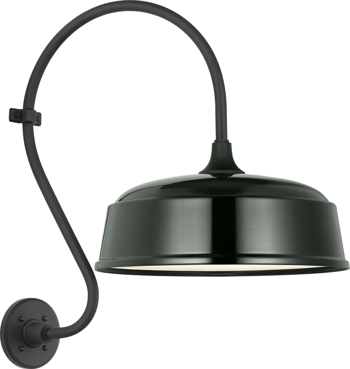 Academy 15" Larrabee Barn Light in Matte Black with 16" Green Rockhouse Shade