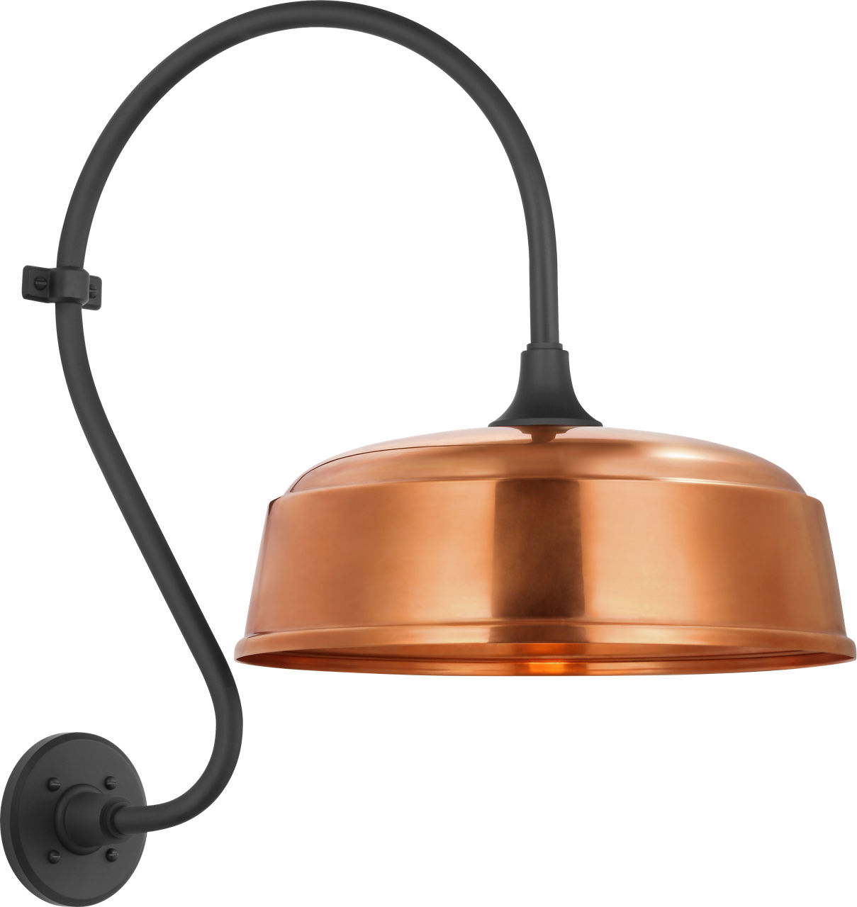 Academy 15" Larrabee Barn Light in Matte Black with 16" Soft Copper Rockhouse Shade