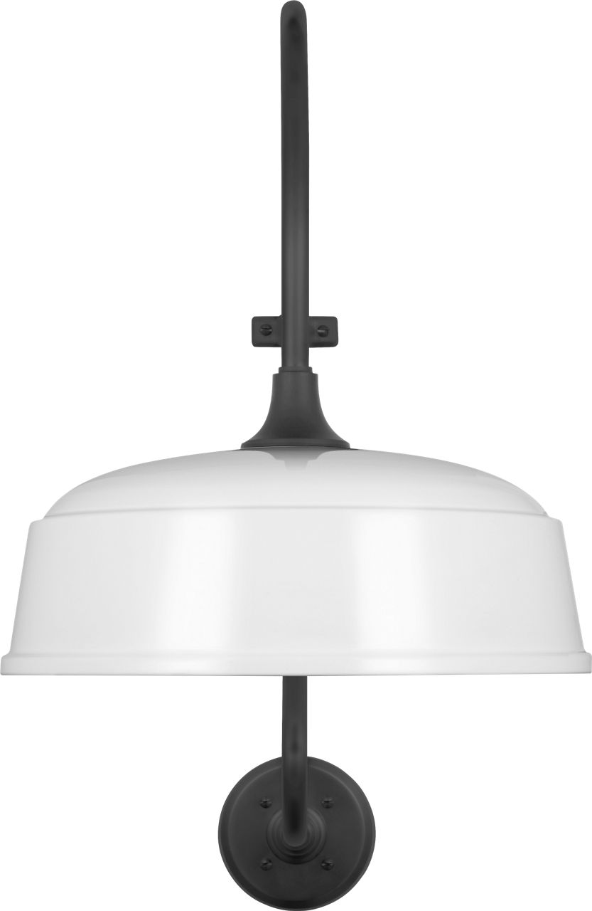 Academy 15" Larrabee Barn Light in Matte Black with 16" White Rockhouse Shade