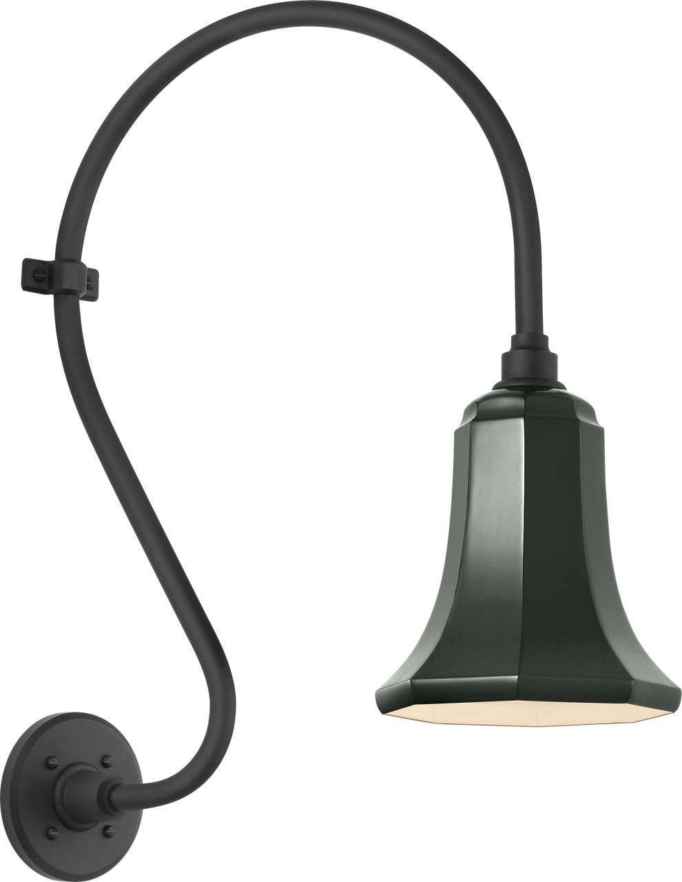 Academy 15" Larrabee Barn Light in Matte Black with 7.5" Green Savannah Shade