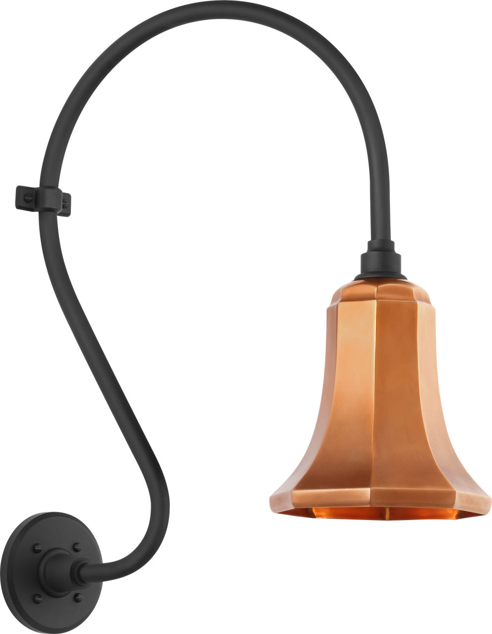 Academy 15" Larrabee Barn Light in Matte Black with 7.5" Soft Copper Savannah Shade