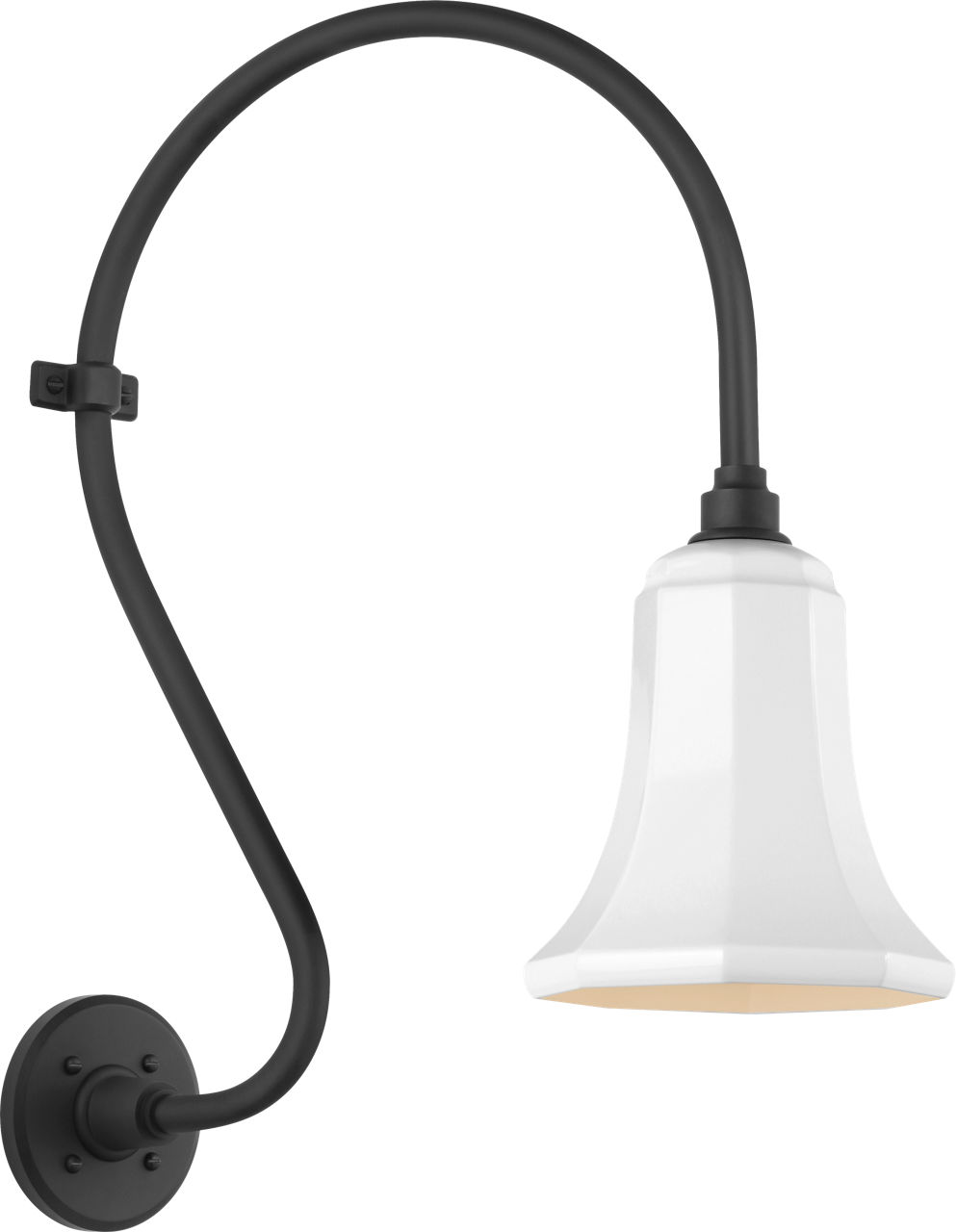 Academy 15" Larrabee Barn Light in Matte Black with 7.5" White Savannah Shade