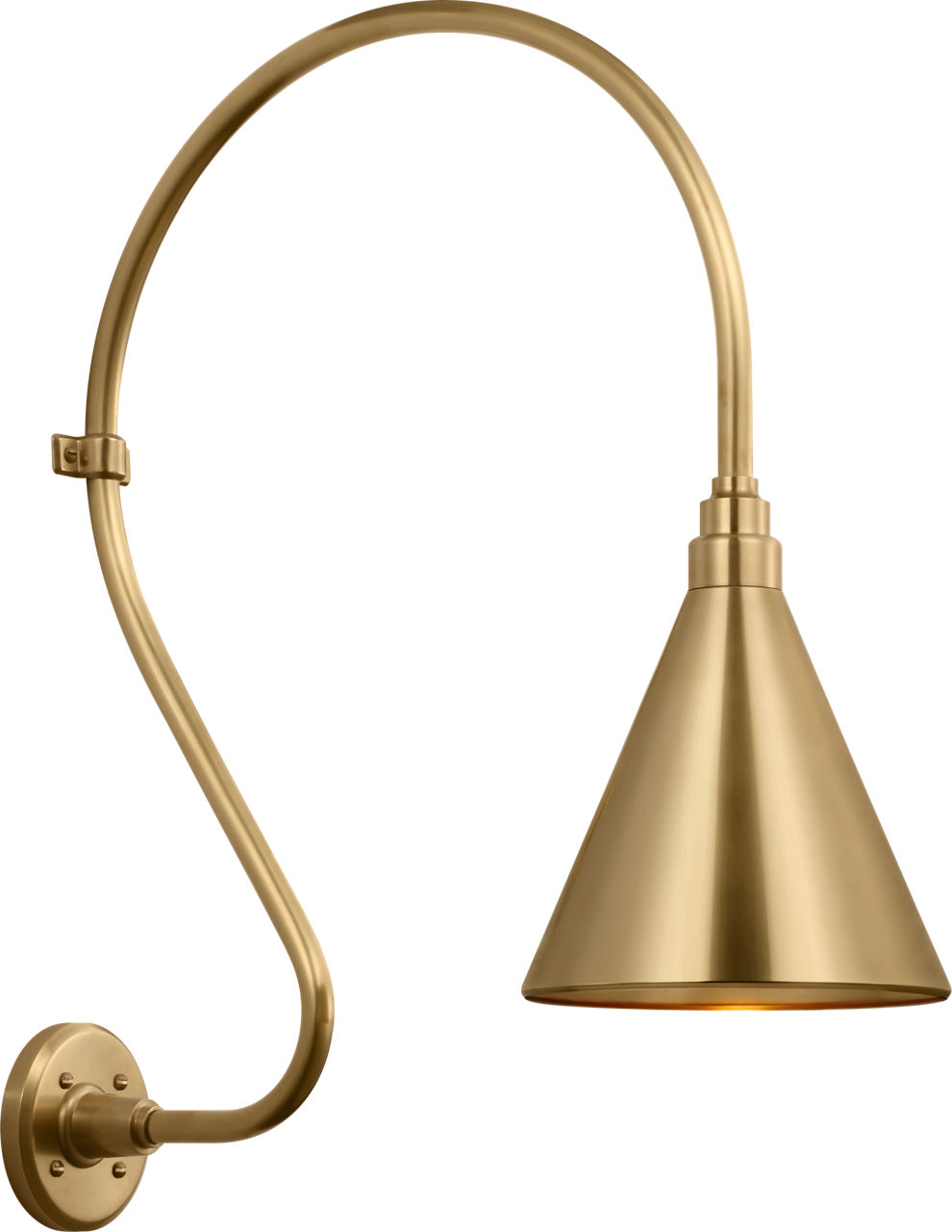 Academy 18" Larrabee Barn Light in Hand-Rubbed Antique Brass with 9" Conical Savannah Shade