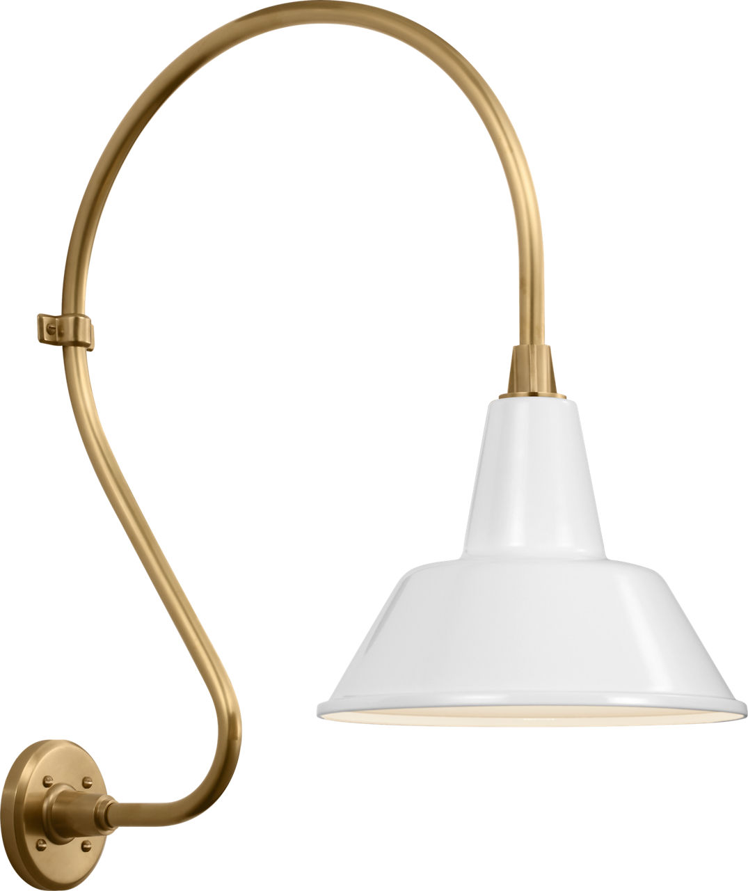 Academy 18" Larrabee Barn Light in Hand-Rubbed Antique Brass with 12.5" White Bowers Shade