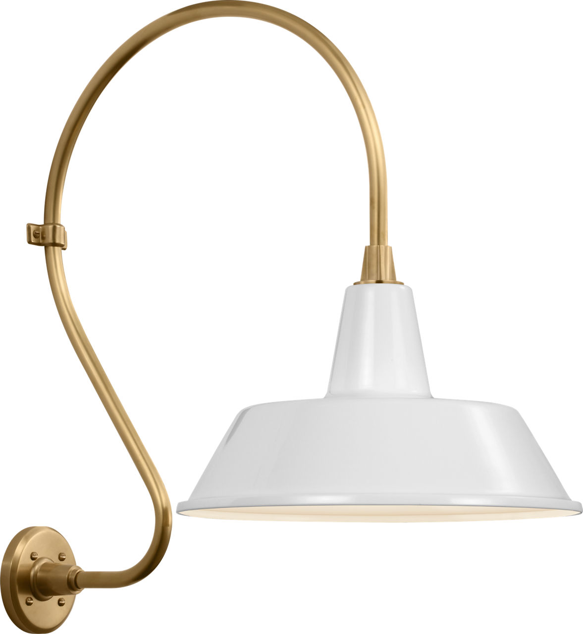 Academy 18" Larrabee Barn Light in Hand-Rubbed Antique Brass with 16" White Bowers Shade