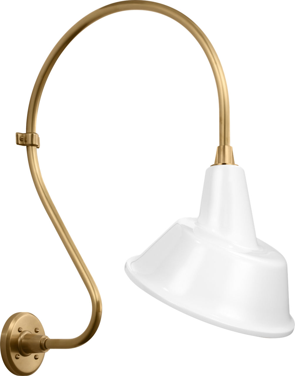 Academy 18" Larrabee Barn Light in Hand-Rubbed Antique Brass with 12.5" White Tilted Bowers Shade