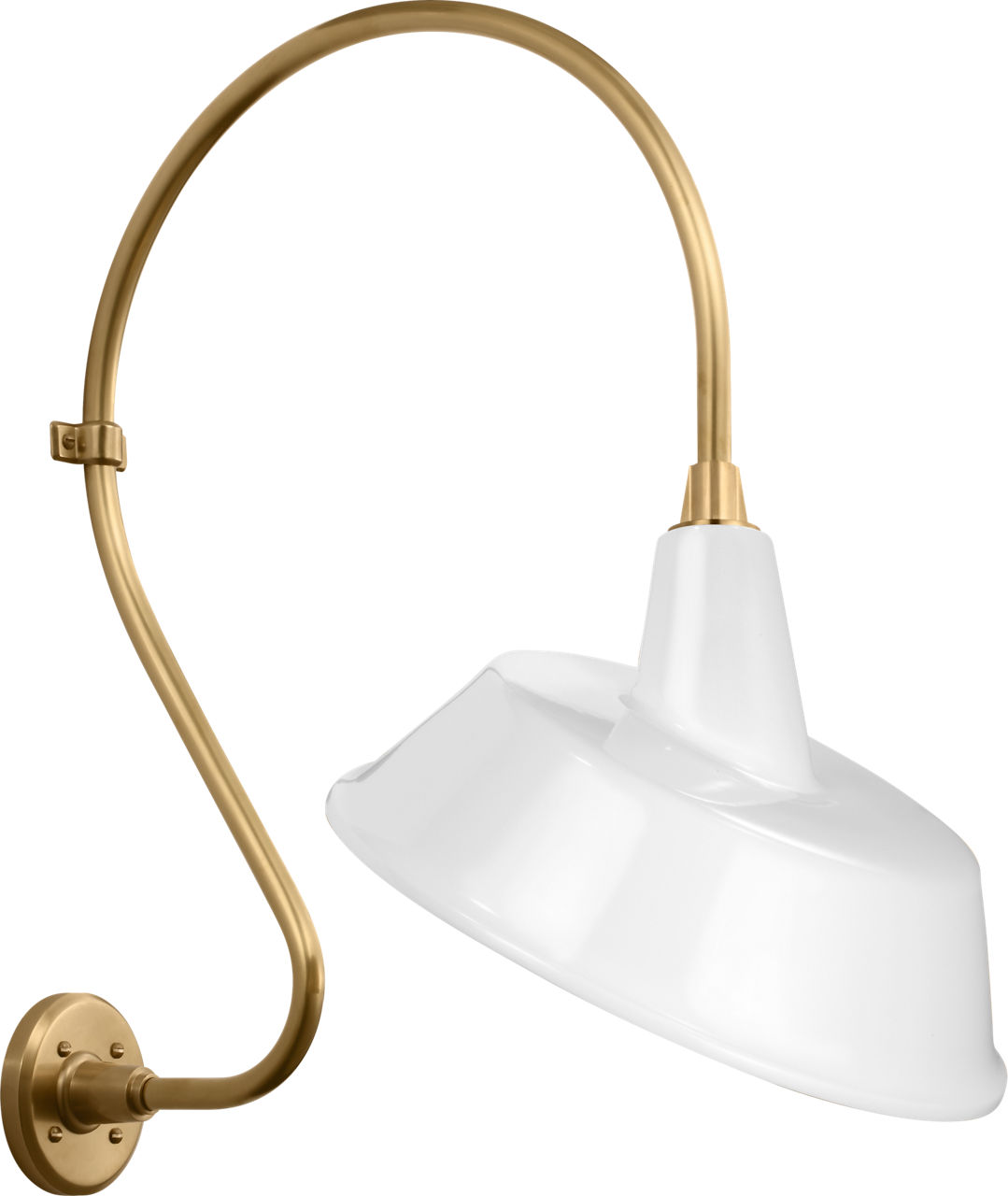 Academy 18" Larrabee Barn Light in Hand-Rubbed Antique Brass with 16" White Tilted Bowers Shade