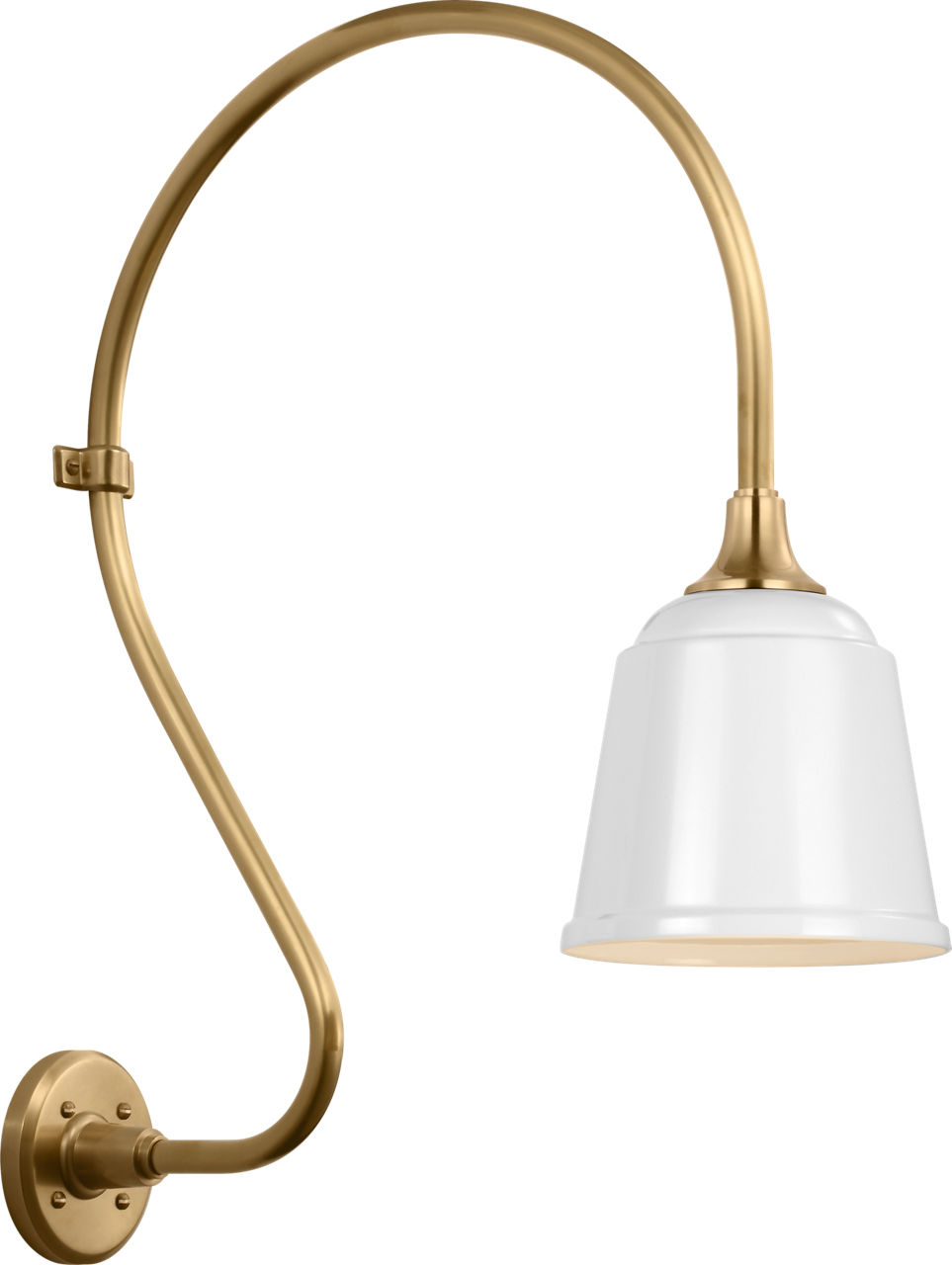 Academy 18" Larrabee Barn Light in Hand-Rubbed Antique Brass with 8" White Rockhouse Shade