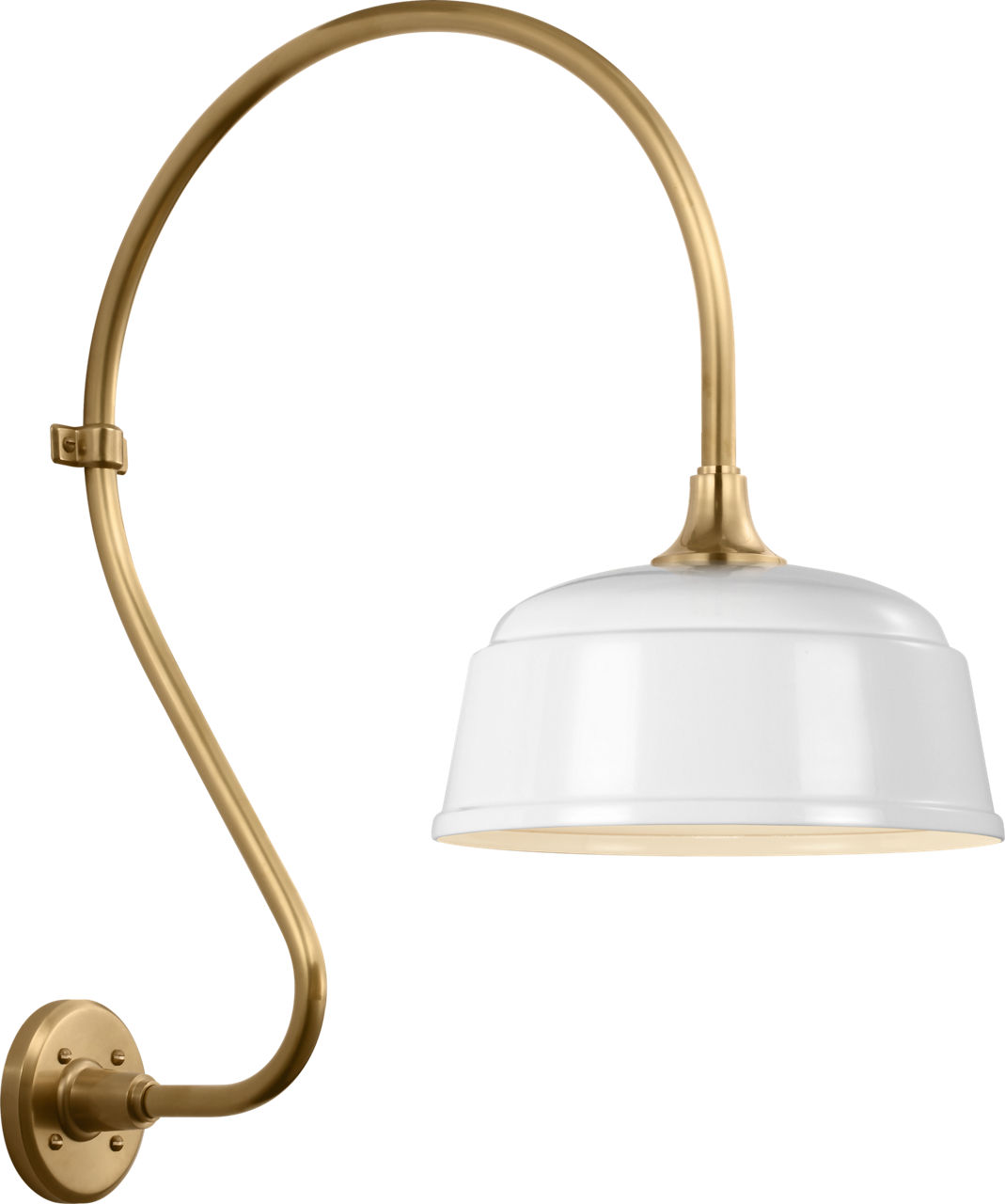 Academy 18" Larrabee Barn Light in Hand-Rubbed Antique Brass with 12.5" White Rockhouse Shade
