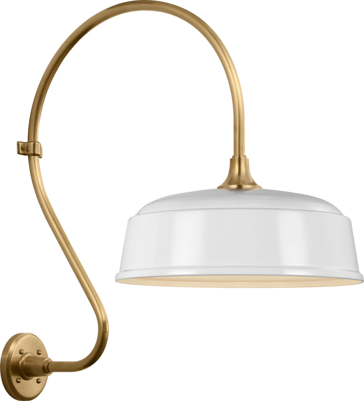 Academy 18" Larrabee Barn Light in Hand-Rubbed Antique Brass with 16" White Rockhouse Shade