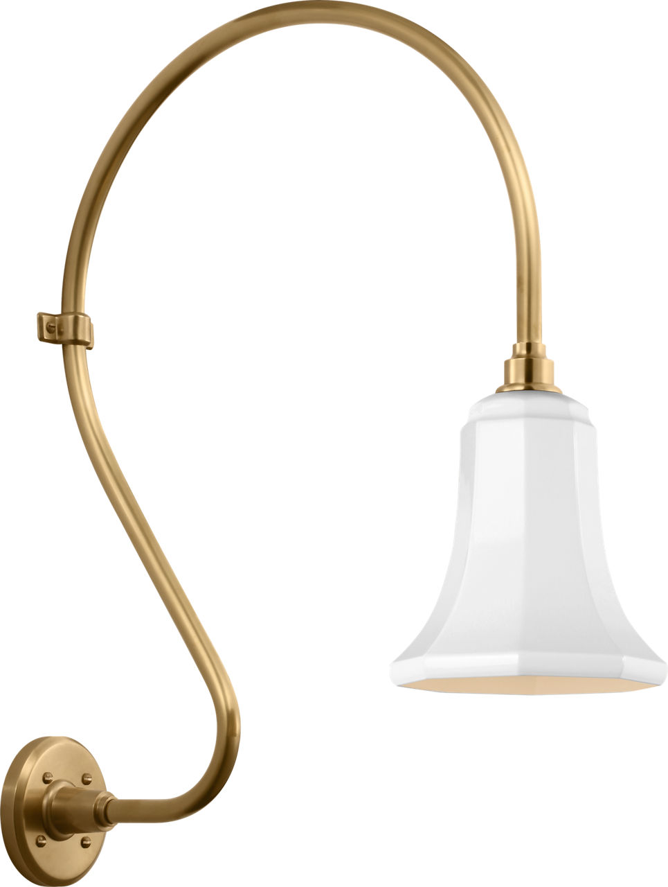Academy 18" Larrabee Barn Light in Hand-Rubbed Antique Brass with 7.5" White Savannah Shade