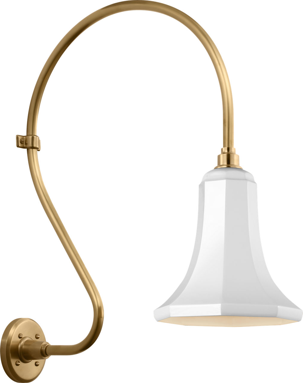 Academy 18" Larrabee Barn Light in Hand-Rubbed Antique Brass with 9.25" White Savannah Shade