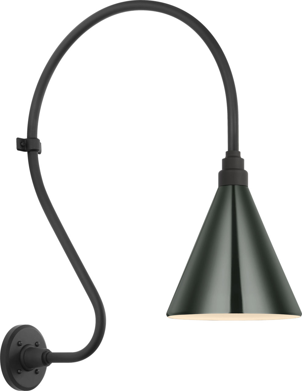 Academy 18" Larrabee Barn Light in Matte Black with 9" Green Conical Savannah Shade