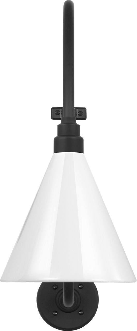 Academy 18" Larrabee Barn Light in Matte Black with 9" White Conical Savannah Shade