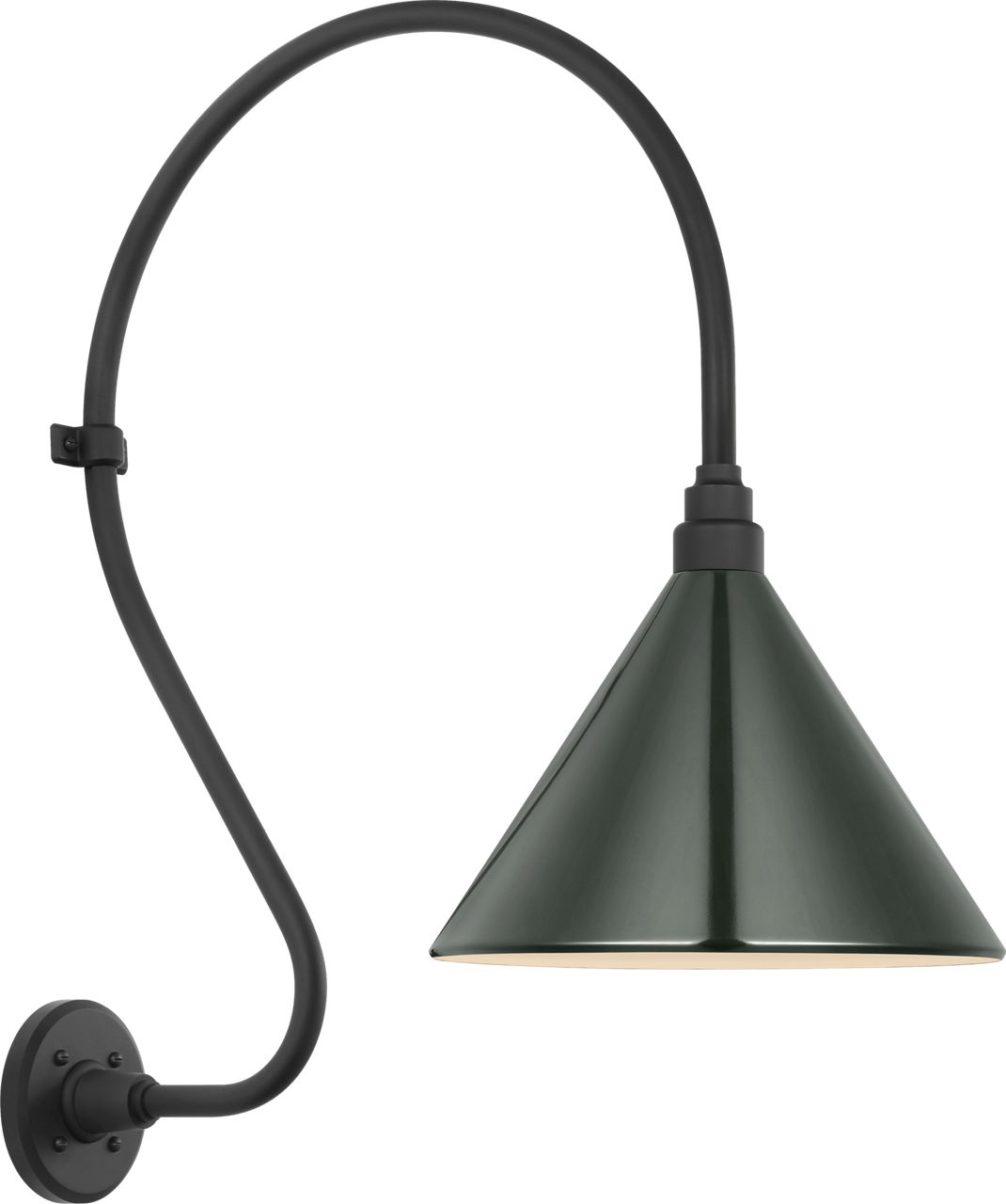 Academy 18" Larrabee Barn Light in Matte Black with 12.5" Green Conical Savannah Shade