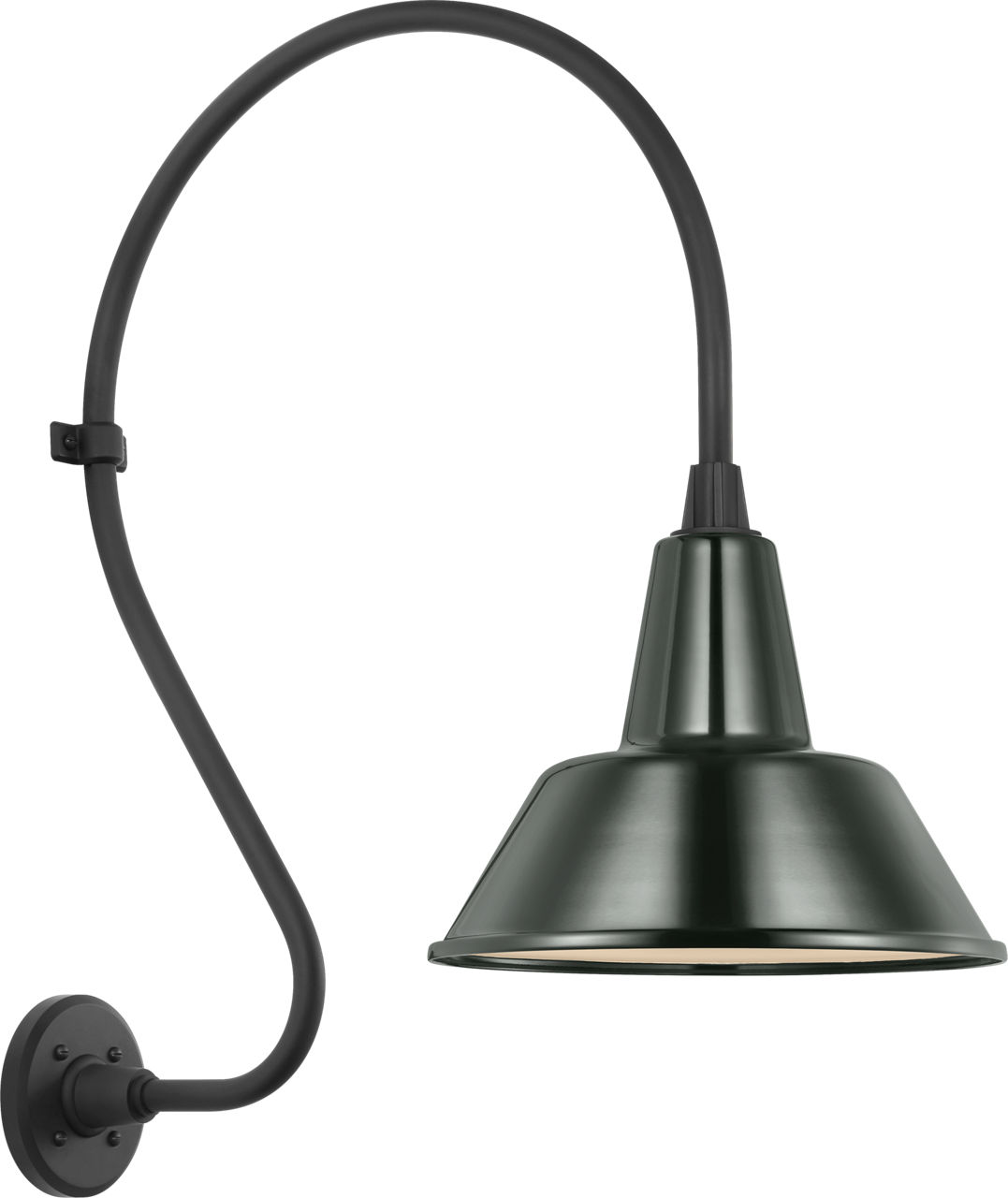 Academy 18" Larrabee Barn Light in Matte Black with 12.5" Green Bowers Shade