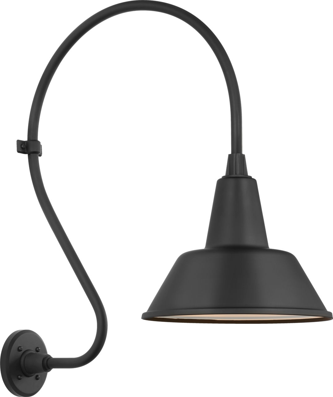 Academy 18" Larrabee Barn Light in Matte Black with 12.5" Bowers Shade