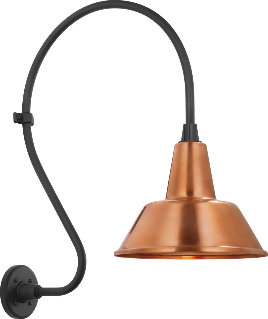 Academy 18" Larrabee Barn Light in Matte Black with 12.5" Soft Copper Bowers Shade