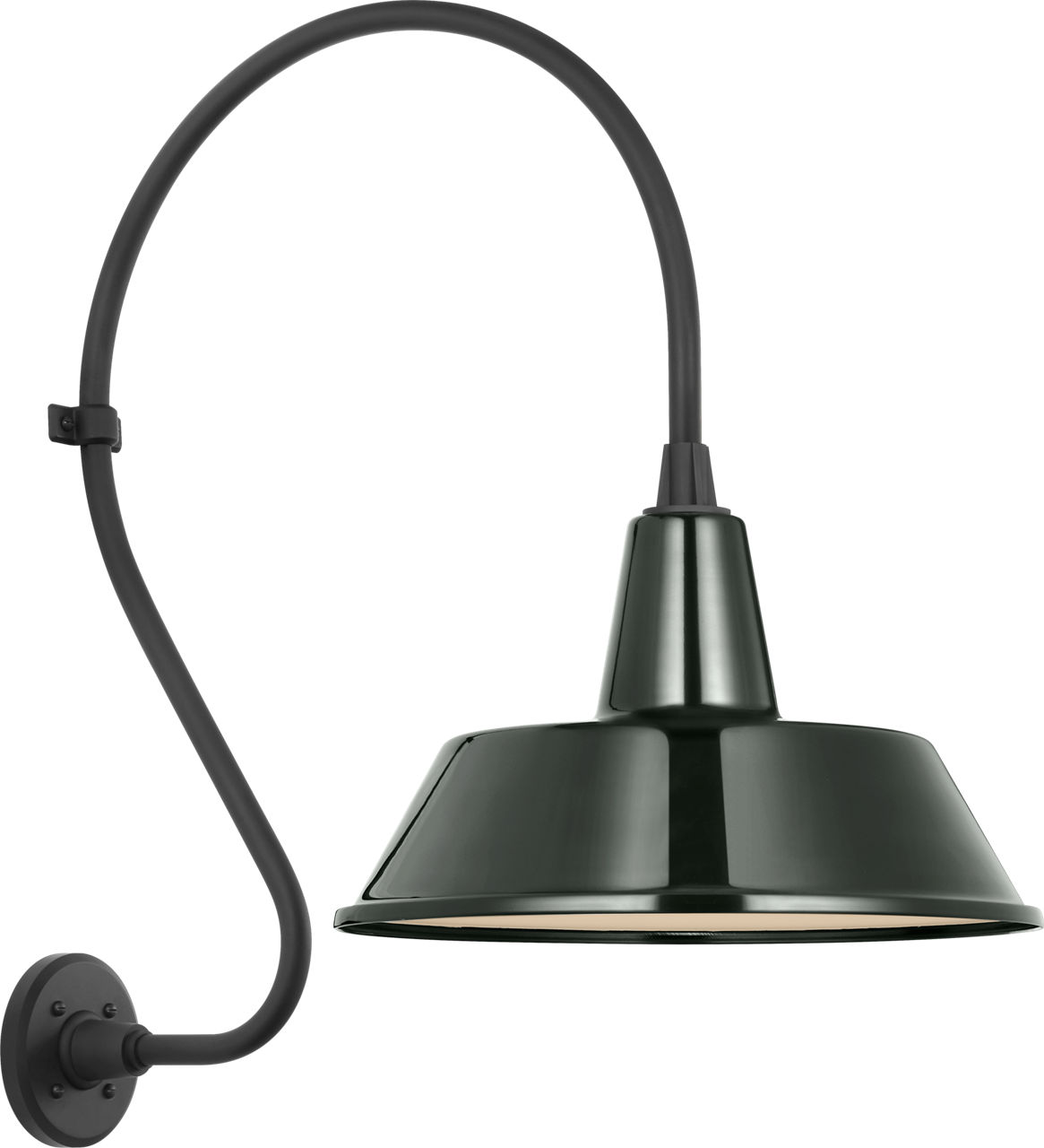 Academy 18" Larrabee Barn Light in Matte Black with 16" Green Bowers Shade