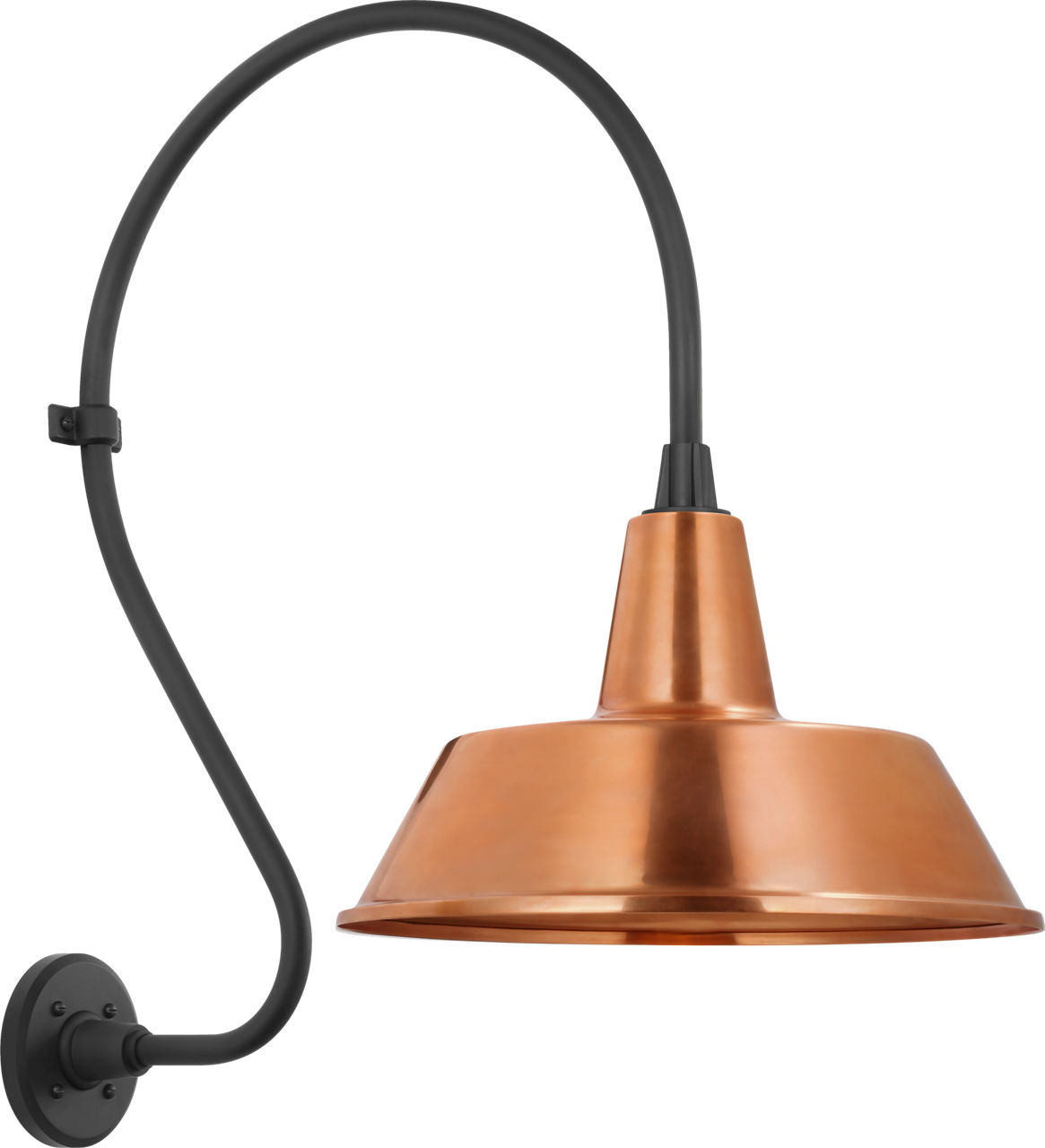 Academy 18" Larrabee Barn Light in Matte Black with 16" Soft Copper Bowers Shade