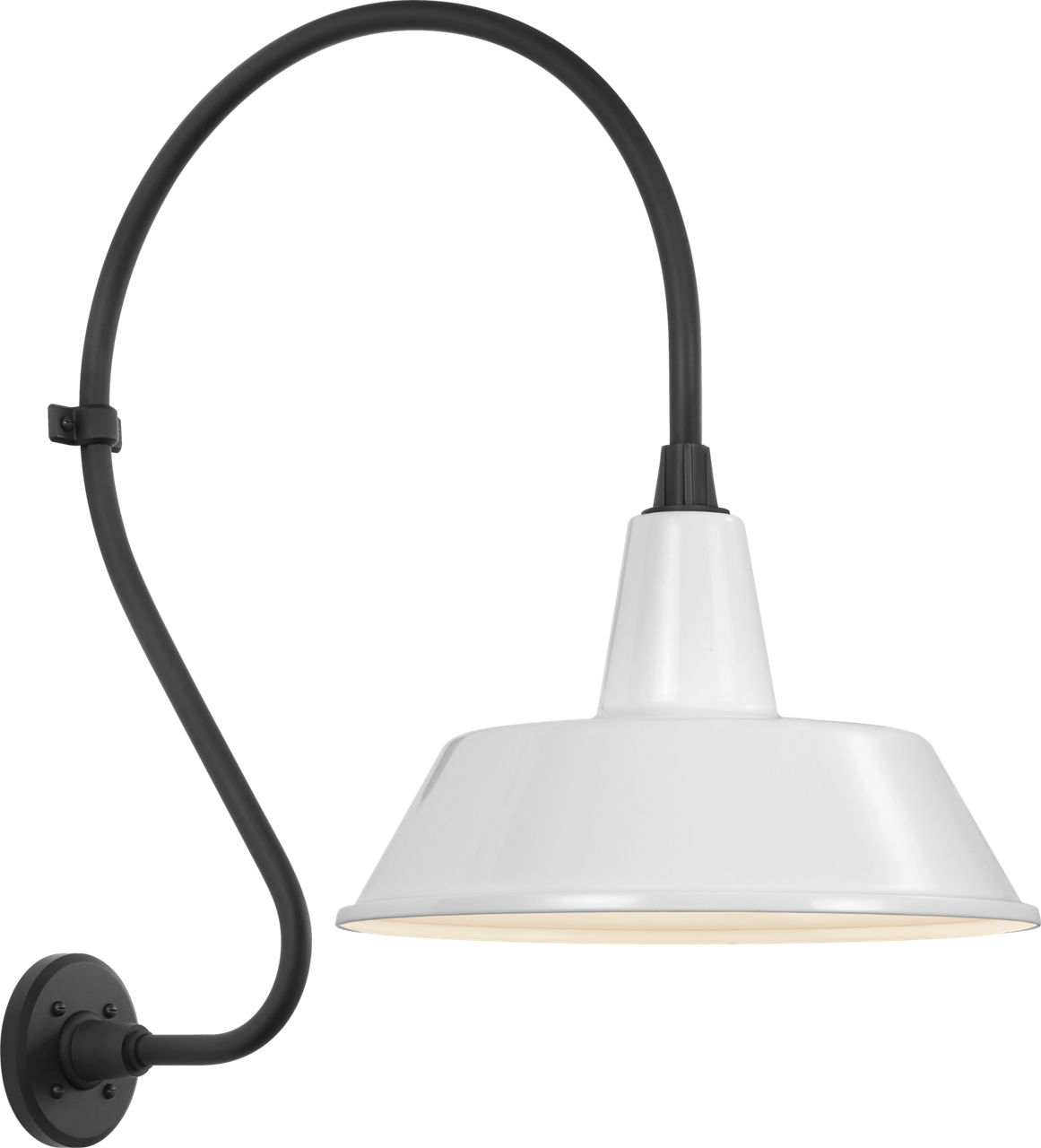 Academy 18" Larrabee Barn Light in Matte Black with 16" White Bowers Shade